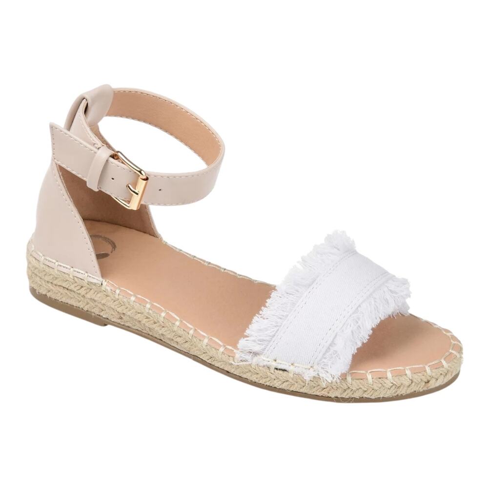 Journee Women's Tristeen Fringe Espadrille Sandals White Size 10